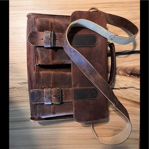 HANDMADE Leather Shoulder Briefcase Bag - Unisex